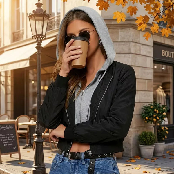 Women's Drawstring Hooded Jacket
