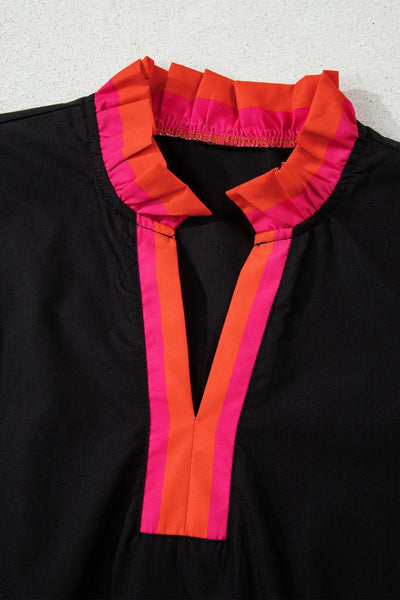 Women's Elegant Women's Black Long Sleeve Blouse - Chic Casual Top with Comfortable Fit for Versatile Everyday Style