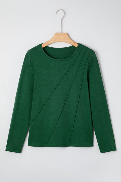 Women's Evergreen Asymmetric Pleated Long Sleeve Top