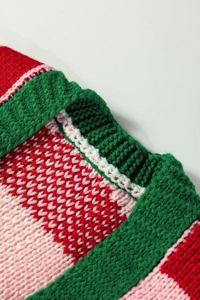 Women's Festive Plaid Oversized Cardigan with Bow Details