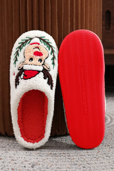 Women's Festive Reindeer and Merry Xmas Asymmetric Plush Slippers with practical styling and dependable silhouette control.