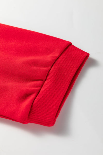 Women's Fiery Red Floral Bow Relaxed Sweatshirt with Exposed Seams