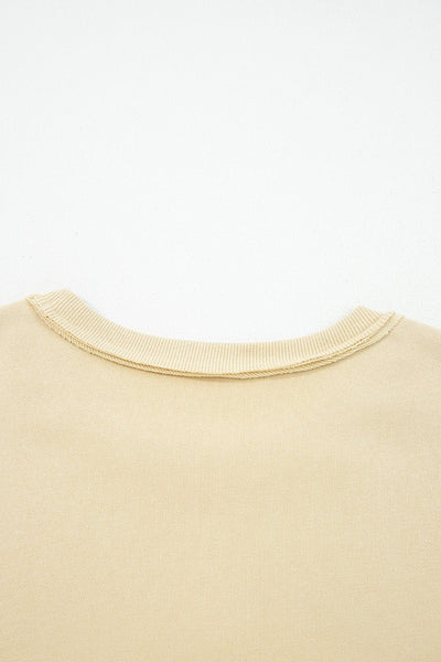 Women's Floral Appliqué Cotton Blend Sweatshirt in Sand Khaki