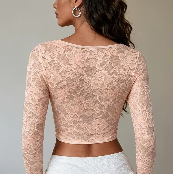 Women's Floral Lace Square-Neck Top