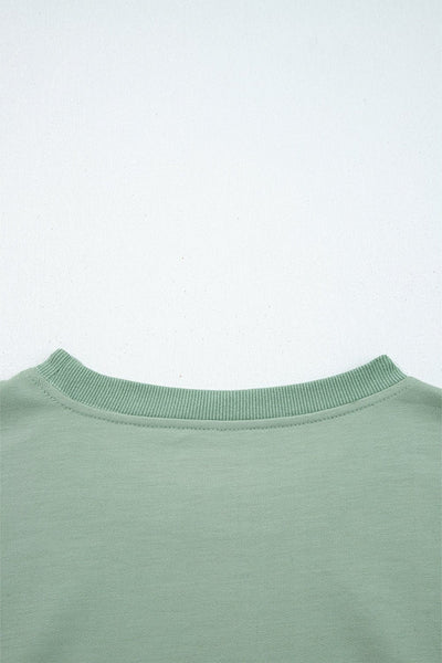 Women's Floral Patch Relaxed Sweatshirt in Smoke Green