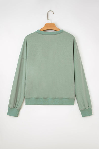 Women's Floral Patch Relaxed Sweatshirt in Smoke Green