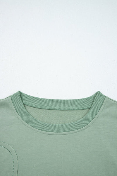 Women's Floral Patch Relaxed Sweatshirt in Smoke Green