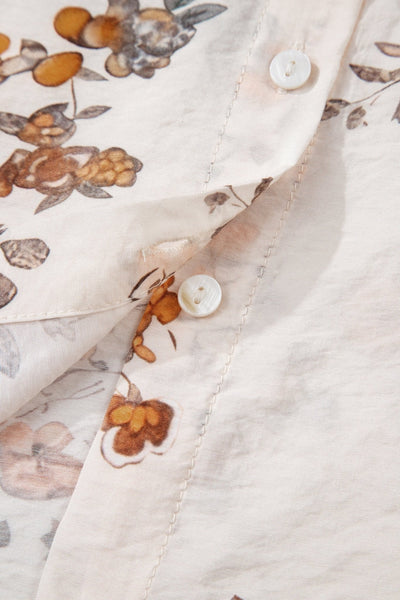 Women's Floral Viscose Blend Button-Down Blouse in Apricot