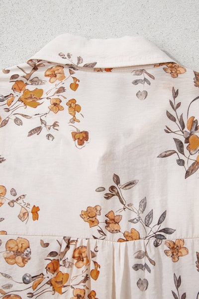 Women's Floral Viscose Blend Button-Down Blouse in Apricot