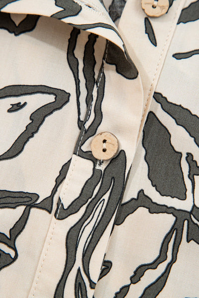 Women's Floral Viscose V-Neck Blouse with Batwing Sleeves