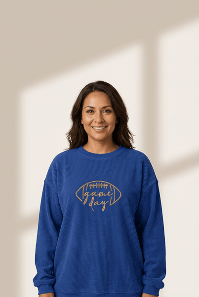 Women's Game Day Corded Ribbed Sweatshirt in Royal Blue