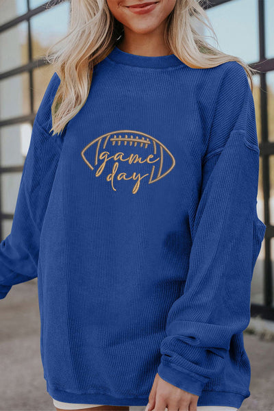 Women's Game Day Corded Ribbed Sweatshirt in Royal Blue
