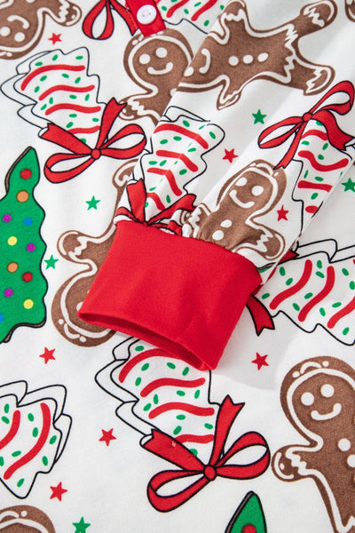 Women's Gingerbread and Tree Print Christmas Lounge Set with Red Trim with practical styling and dependable silhouette control.