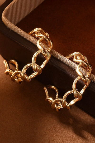 Women's Gold Chain Link Hoop Earrings with High-Shine Polished Finish