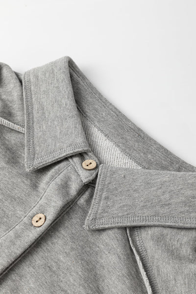 Women's Grey Mixed-Texture Waffle Knit Shacket with Exposed Seams
