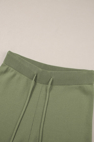 Women's Guacamole Green Knit Wide-Leg Two-Piece Lounge Set