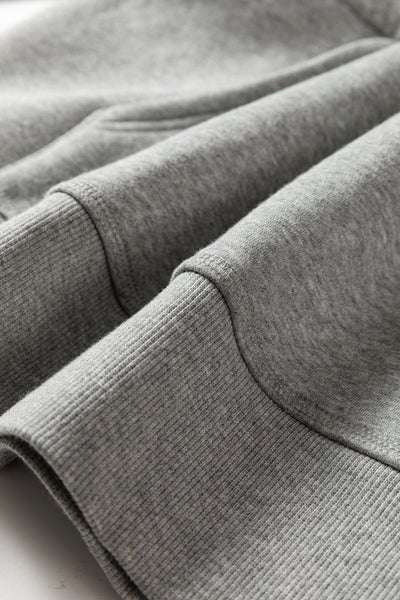 Women's Heather Gray Ruffle Shoulder Hoodie Sweatshirt