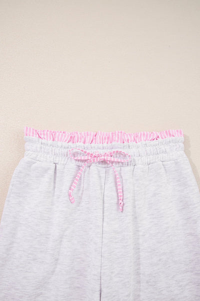 Women's Heather Grey Cotton-Blend Lounge Set with Contrast Trim