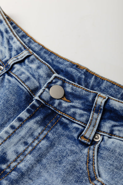 Women's High-Waisted Seamed Straight Leg Jeans in Classic Blue