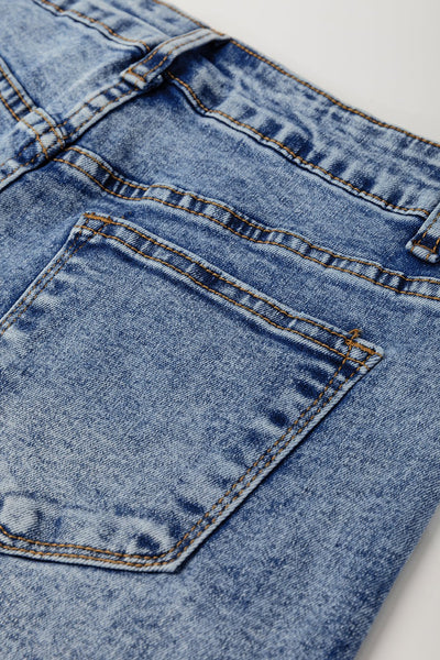 Women's High-Waisted Seamed Straight Leg Jeans in Classic Blue