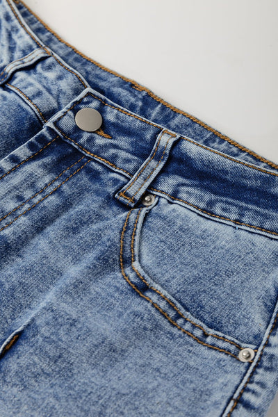 Women's High-Waisted Seamed Straight Leg Jeans in Classic Blue
