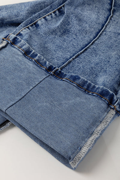 Women's High-Waisted Seamed Straight Leg Jeans in Classic Blue