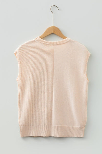 Women's Jet Stream Solid Knit Short Sleeve Sweater with Patch Pockets - Stylish Casual Top in Versatile Colors