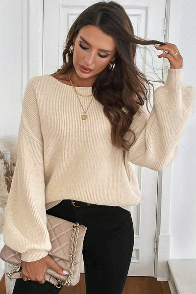 Women's Jet Stream V-Back Ribbon Detail Ribbed Knit Sweater