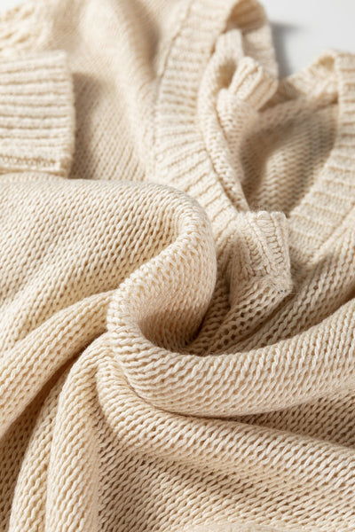 Women's Jet Stream V-Neck Sweater with Pointelle Knit Sleeves