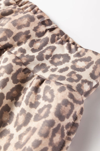 Women's Light French Beige Leopard V-Neck Pullover and Mini Skirt Set with practical styling and dependable silhouette control.