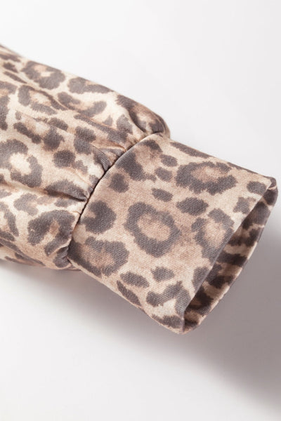 Women's Light French Beige Leopard V-Neck Pullover and Mini Skirt Set with practical styling and dependable silhouette control.