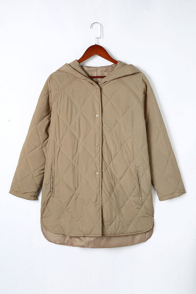 Women's Lightweight Hooded Quilted Coat in Sand Beige