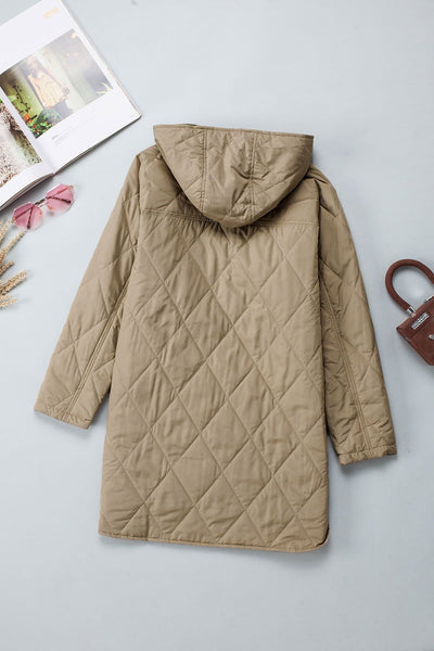Women's Lightweight Hooded Quilted Coat in Sand Beige