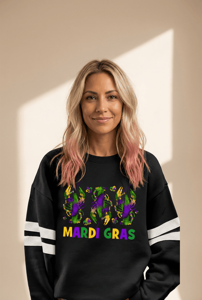 Women's Mardi Gras Crawfish Varsity Sweatshirt with Drop Shoulders