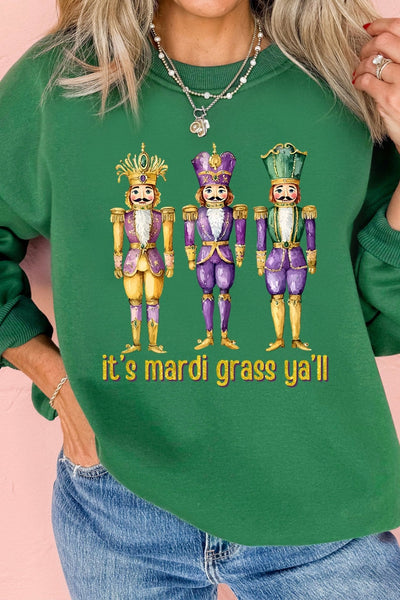 Women's Mardi Gras Nutcracker Sweatshirt in Dark Green