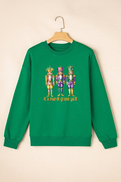 Women's Mardi Gras Nutcracker Sweatshirt in Dark Green