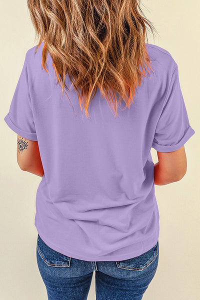 Women's Mardi Gras Sequin Graphic Tee in Wisteria Lavender