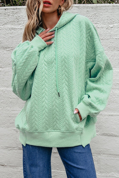 Women's Moonlight Jade Cable Textured Relaxed Hoodie
