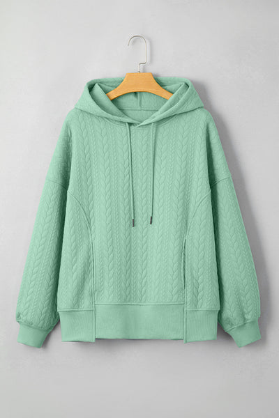 Women's Moonlight Jade Cable Textured Relaxed Hoodie