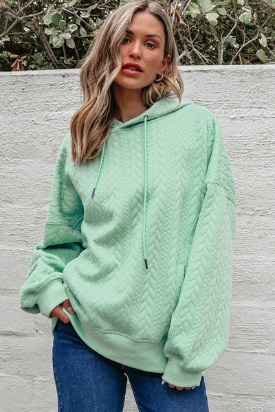 Women's Moonlight Jade Cable Textured Relaxed Hoodie