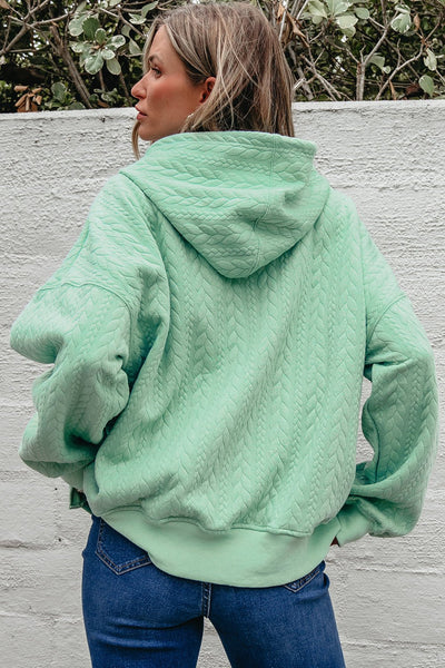 Women's Moonlight Jade Cable Textured Relaxed Hoodie