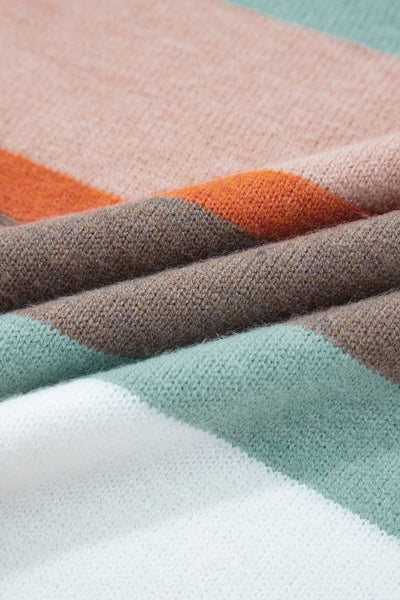 Women's Multi-Color Striped Drop Shoulder Knit Sweater