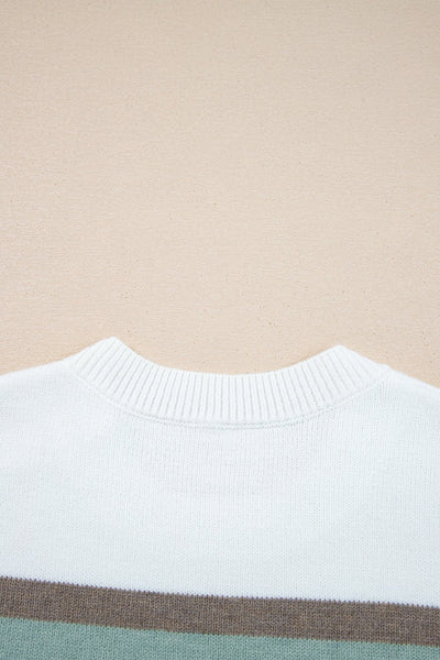 Women's Multi-Color Striped Drop Shoulder Knit Sweater