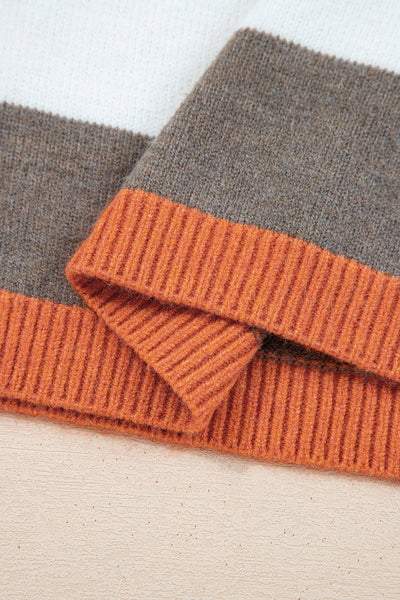 Women's Multi-Color Striped Drop Shoulder Knit Sweater