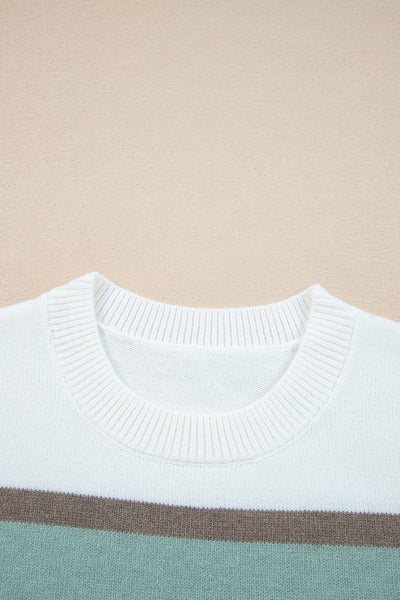 Women's Multi-Color Striped Drop Shoulder Knit Sweater