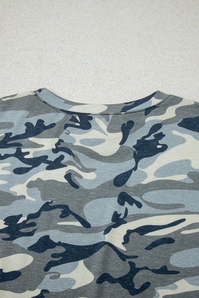 Women's Muted Sage Camo Crew Neck Tee in Tops & Tees