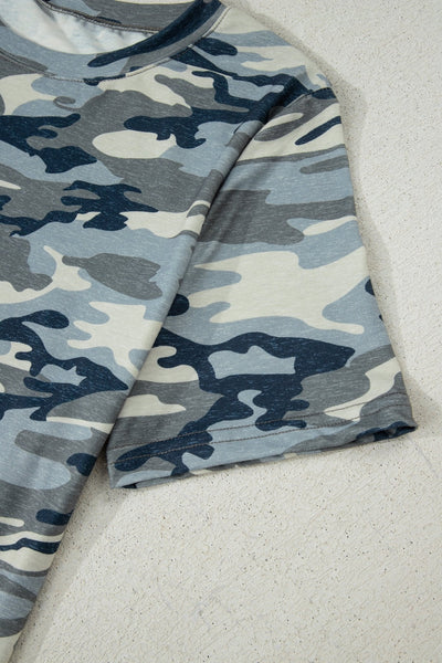 Women's Muted Sage Camo Crew Neck Tee in Tops & Tees