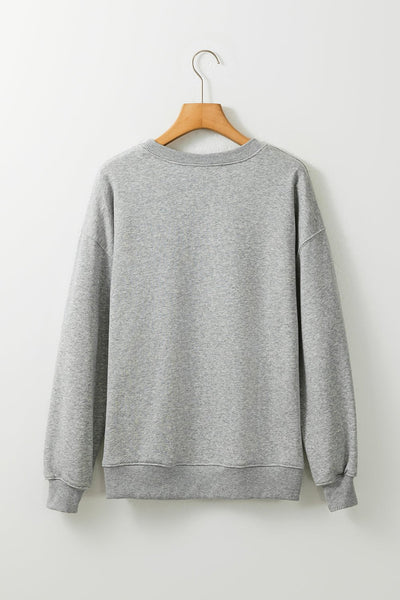 Women's Nutcracker Graphic Christmas Sweatshirt in Heather Gray