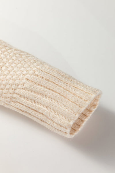 Women's Oatmeal Cable Knit Sweater Dress with Drop Shoulder