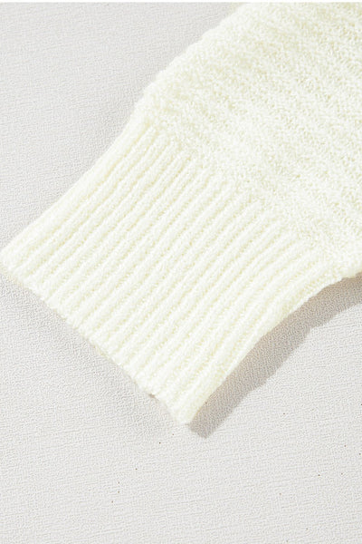 Women's Orange Color Block V-Neck Knit Sweater with Bubble Sleeves